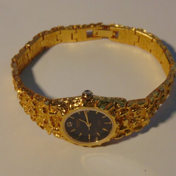 LADIES GRUEN GOLD TONE NUGGET WATCH - Picture 1 of 8